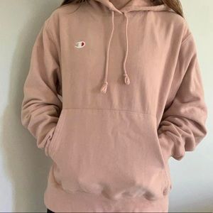 champion reverse weave hoodie - pink sand color